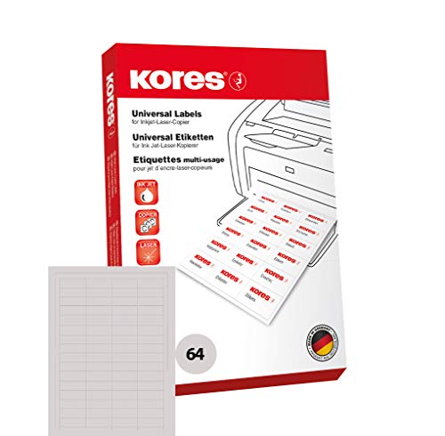 Kores Universal-Etiketten, 48.5 x 16.9 mm, 100 Blatt, weiß von Kores