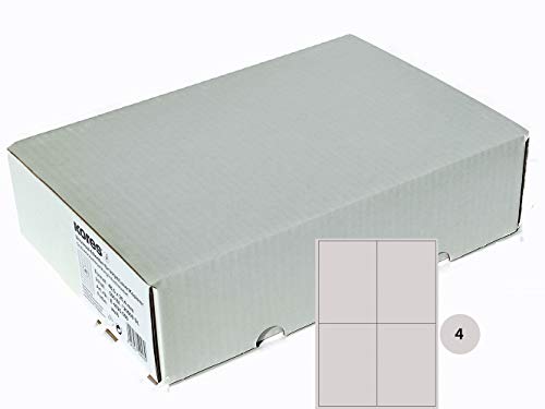 Kores - Universelle selbstklebende rechteckige Etiketten, 500 Blatt im Format Weiß mit Etiketten 105 x 148 mm von Kores
