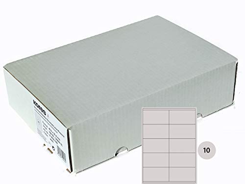 Kores - Universelle selbstklebende rechteckige Etiketten, 500 Blatt im Format Weiß mit Etiketten 105 x 57 mm von Kores