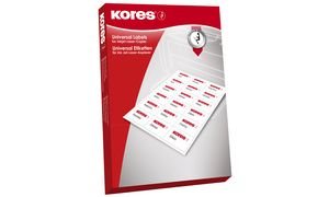 Kores - Universelle selbstklebende rechteckige Etiketten, 500 Blatt im Format Weiß mit Etiketten 105 x 70 mm 5620437 von Kores