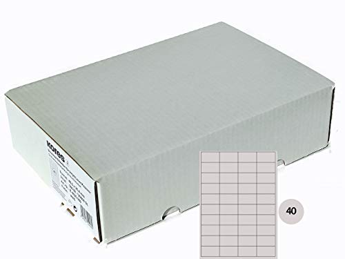 Kores - Universelle selbstklebende rechteckige Etiketten, 500 Blatt im Format Weiß mit Etiketten 52,5 x 29,7 mm von Kores