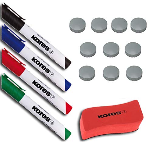 Kores WhiteboardMarker Starter Set, 4 Marker Rundspitze + Tafellöscher M20864 + 10 Rundmagnete Kores WhiteboardMarker Starter Set, 4 Marker Rundspitze + Tafellöscher M20864 + 10 Rundmagnete von Kores