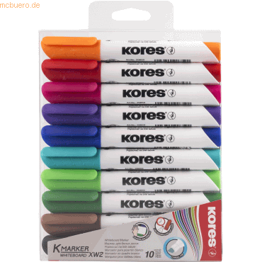Kores Whiteboardmarker 3-5mm Keilspitze Set mit 10 Farben von Kores
