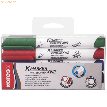Kores Whiteboardmarker 3-5mm Keilspitze Set mit 4 Farben schwarz, blau Kores Whiteboardmarker 3-5mm Keilspitze Set mit 4 Farben schwarz, blau von Kores