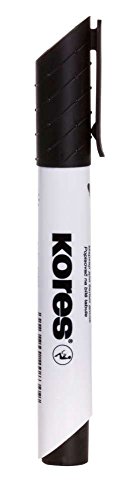 Kores XW1 Dry Wipe Whiteboard-Marker, mit Rundspitze, Schwarz von Kores