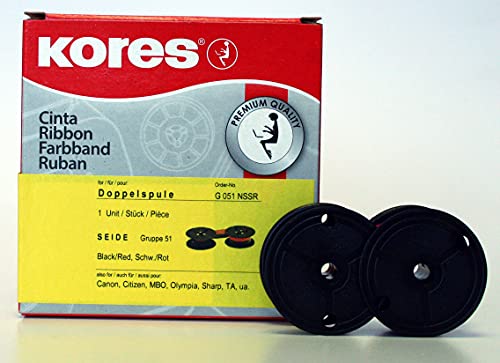 Kores - tintengetränktes Farbband aus Seide für Taschenrechner, Schwarz/Rot, Modell kompatibel mit Canon, Olympia von Kores