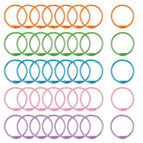 40 Stück Binderinge – 30 mm, Metall, Stahl, lose Buchringe in 5 Farben für Karteikarten, lose Blätter, Karteikarten, Notizbücher und Schlüsselanhänger – Mehrzweck-Papierringe für Schule und Büro von Korjokca