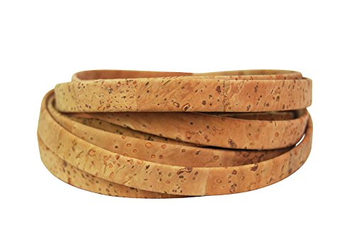 Korkband & Korkschnur Vegan | Flach, Rund, Geflochten | Für Schmuck, Armbänder, Ketten | Bastelmaterial | Ökologisch & Nachhaltig | DIY Zubehör (Beige/Natur, 10mm flach) von Kork-Deko