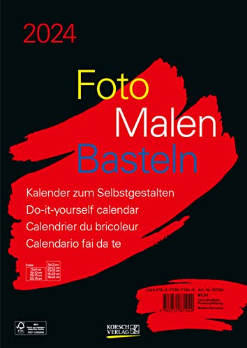 Foto-Malen-Basteln Bastelkalender A4 schwarz 2024: Fotokalender zum Selbstgestalten. Aufstellbarer do-it-yourself Kalender mit festem Fotokarton. Foto-Malen-Basteln Bastelkalender A4 schwarz 2024: Fotokalender zum Selbstgestalten. Aufstellbarer do-it-yourself Kalender mit festem Fotokarton. von Korsch Verlag