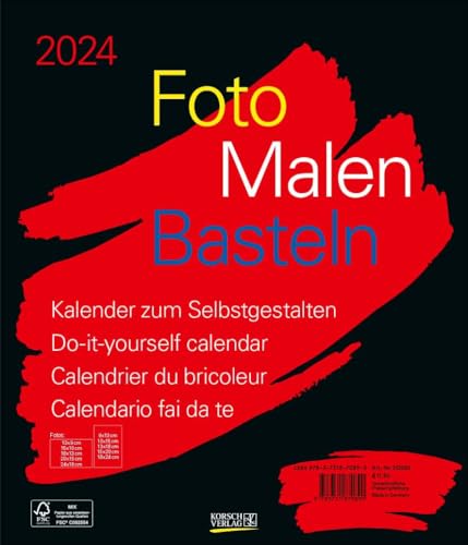 Foto-Malen-Basteln Bastelkalender schwarz groß 2024: Fotokalender zum Selbstgestalten. Do-it-yourself Kalender mit festem Fotokarton. Format: 30 x 35 cm Foto-Malen-Basteln Bastelkalender schwarz groß 2024: Fotokalender zum Selbstgestalten. Do-it-yourself Kalender mit festem Fotokarton. Format: 30 x 35 cm von Korsch Verlag