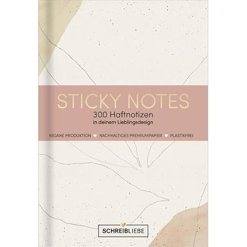 Korsch Verlag Sticky Notes Harmonie vegan - Notizzettel-Set, selbstklebende Haftnotizen mit 300 Sticker insgesamt - 10,5 cm x 15,2 cm - SchreibLiebe von Korsch Verlag