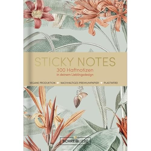 Korsch Verlag Sticky Notes Paradise vegan - Notizzettel-Set, selbstklebende Haftnotizen mit 300 Sticker insgesamt - 10,5 cm x 15,2 cm - SchreibLiebe von Korsch Verlag