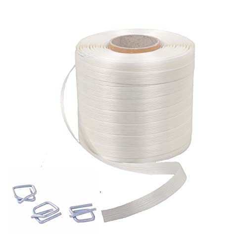 Kortpack Umreifungsset | 500 Schnallen (Klemmen) 16 mm + 1 Rolle Polyesterband 16 mm x 850 m | Komplettset für Transportsicherung und Verpackung von Kortpack