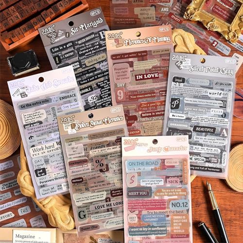 6 Blatt Scrapbooking Sticker, Scrapbook Zubehör Set, Sticker Sprüche, Motivationsaufkleber für Scrapbook, Journaling Zubehör 6 Blatt Scrapbooking Sticker, Scrapbook Zubehör Set, Sticker Sprüche, Motivationsaufkleber für Scrapbook, Journaling Zubehör von Korysnew