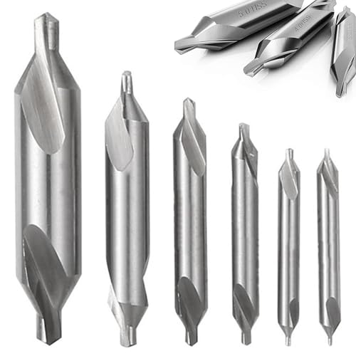 6 Stück HSS Zentrierbohrer Metall Set, Zentrierbohrer-Set Bohrer, Präzisionsbohrwerkzeug, Drill Bit Countersink Bohrer, Versenkwerkzeuge für Metallbearbeitung von Korysnew