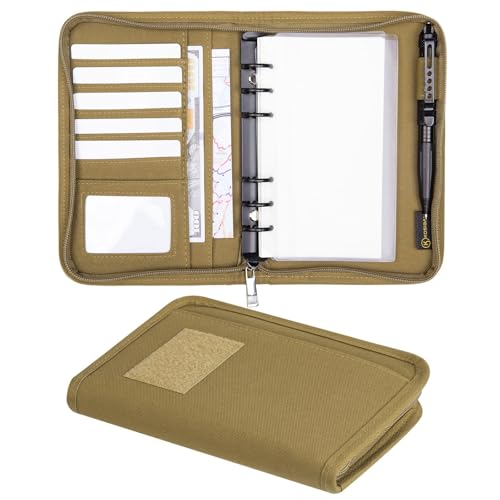 Kosibate Taktisches Notizbuch, Padfolio, Ringbuch mit 45 Blatt, Armee-/Militär-Notizbuch, Portfolio-Ordner mit Reißverschluss für taktische Ausrüstung und Organizer, nachfüllbarer 6-Ringordner (Khaki Kosibate Taktisches Notizbuch, Padfolio, Ringbuch mit 45 Blatt, Armee-/Militär-Notizbuch, Portfolio-Ordner mit Reißverschluss für taktische Ausrüstung und Organizer, nachfüllbarer 6-Ringordner (Khaki von Kosibate