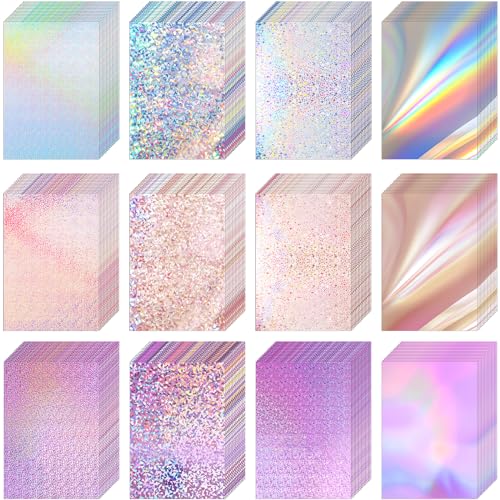 Kosiz 100 Blatt metallischer holografischer Karton, glänzender Glitzerkarton, schillerndes Spiegelpapier, 21,6 x 27,9 cm, 250 g/m² dickes, gemischtes Farbfolienpapier für Sammelalben, Briefe, Poster, Kosiz 100 Blatt metallischer holografischer Karton, glänzender Glitzerkarton, schillerndes Spiegelpapier, 21,6 x 27,9 cm, 250 g/m² dickes, gemischtes Farbfolienpapier für Sammelalben, Briefe, Poster, von Kosiz