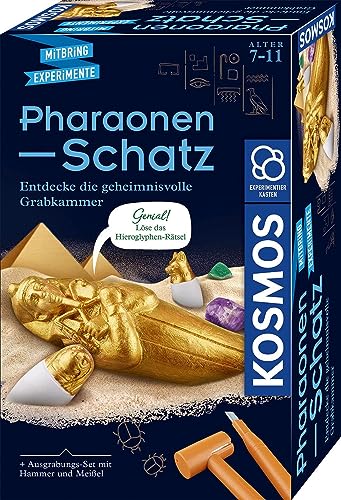 KOSMOS 658199 Pharaonen-Schatz, Ausgrabungs-Set, Grabe echte Edelsteine und Sarkophage selbst aus, mit Hammer und Meißel, Experimentierset für Kinder ab 7 Jahre von Kosmos
