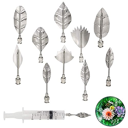 KSTEU Gelee Kunst Werkzeuge,3D Gelatine Kunst Werkzeuge Gelee Blume Art Tools Aus Edelstahl ,Pudding Kuchen Dekorieren Diy Werkzeug Set 10 Nadeln + 1 Spritze Gelatine Art Tools Küchee von KostaTech