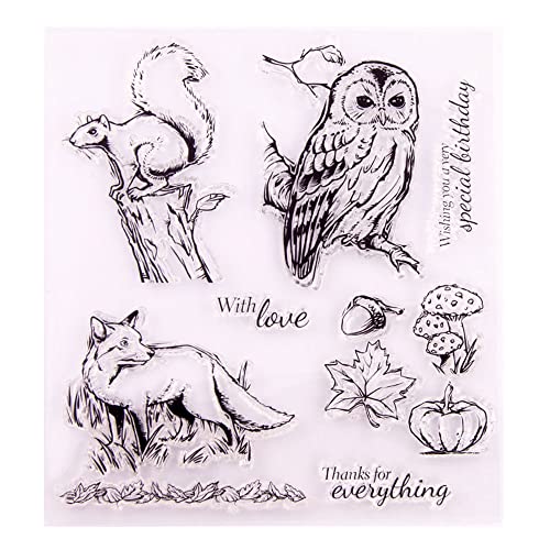 0 Versandkosten über 20 EUR Squirrels Owl Stempel Clear Stamps for Card Making DIY Scrapbooking Crafting Album Silicone Seals Sets for Journaling Decoration von DzIxY