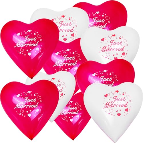 Kotkiddy® 50 Stück Just Married Luftballons, Herzballons für Hochzeit, Deko von Kotkiddy