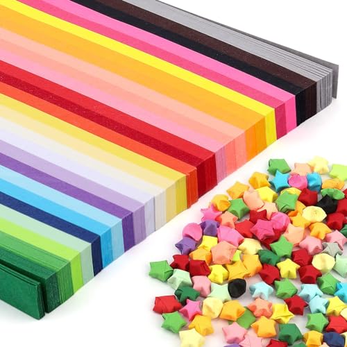 Kotkiddy 1080 Streifen Origami Sterne Papierstreifen Package, Origami Papier Sterne, 27 Farben, geeignet für Bastelarbeiten in der Schule(Rainbow Colors) von Kotkiddy
