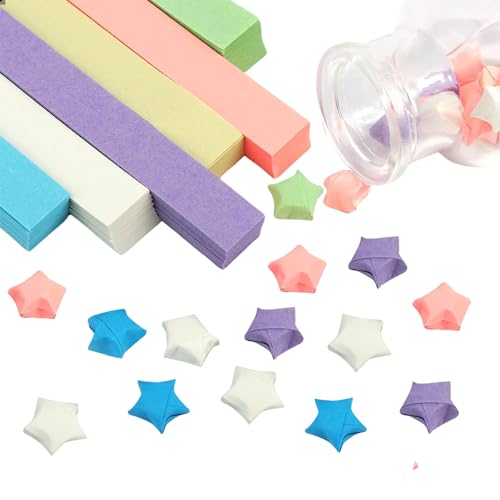 Kotkiddy 1080 Stück Origami Sterne Papier Papierstreifen Origami Sterne Papierstreifen Doppelseitige Origami Star Paper Strips Glücksstern Stern (Macaron-Farbe) von Kotkiddy