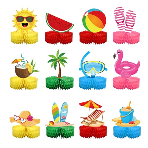 Kotkiddy 12 Stück Sommer Strand Waben Tischdekoration Sommer Pool Waben Tischdekoration Pool Party Tischdekoration Hawaiianisches Thema Geburtstag Tischdekoration Für von Kotkiddy