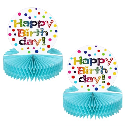 Kotkiddy 2 Stück Regenbogen Honeycomb Papier Centerpiece - Farbenfrohe Happy Birthday Dekorationen für Kinder Party Artikel von Kotkiddy