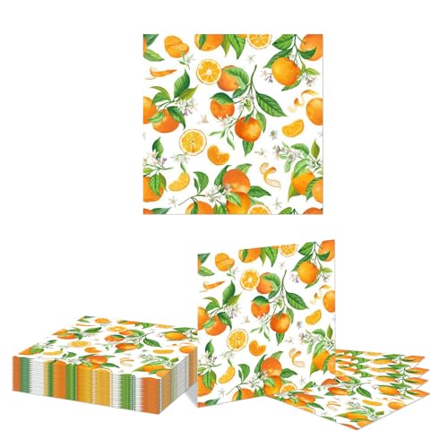 Kotkiddy 20 Pack Orangen Servietten Einweg Orangen Frucht Papier Dekor Servietten Dessert Dinner Hand Servietten für Baby Dusche Partyartikel Dekoration von Kotkiddy