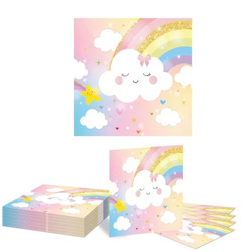 Kotkiddy 20 Stk Partygruß Regenbogen Servietten Bestückung Geburtstagsparty Servietten dekorationen Regenbogen Mittagstisch Papier Servietten für Baby von Kotkiddy