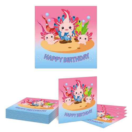 Kotkiddy 20 Stück Axolotl Geburtstagspartyartikel Rosa Zeichentrick Axolotl Party Servietten Reptil Tiere Axolotl Party Dekorationen für Kinder Mädchen von Kotkiddy