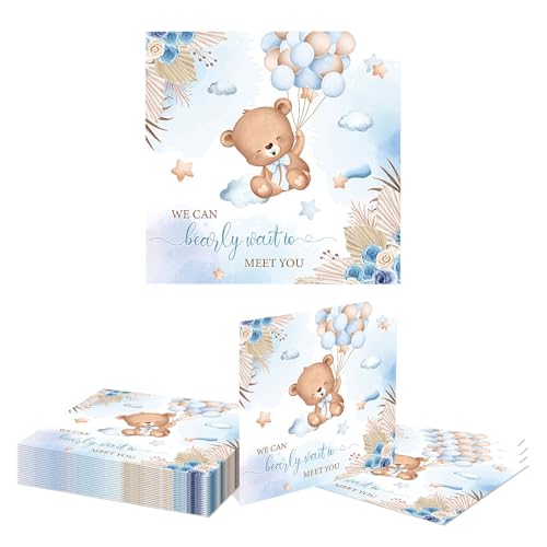 Kotkiddy 20 Stück Blaue Bär Servietten, 33x33 cm Bär Geschenkservietten für Bären Beraly Warte Party Artikel, Tauffeier Servietten, Babyparty Servietten Kotkiddy 20 Stück Blaue Bär Servietten, 33x33 cm Bär Geschenkservietten für Bären Beraly Warte Party Artikel, Tauffeier Servietten, Babyparty Servietten von Kotkiddy