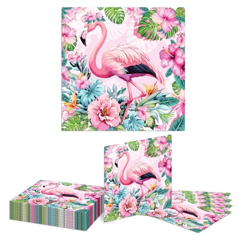Kotkiddy 20 Stück Flamingo Papier Servietten Happy Flamingo Einmalige Papier Servietten Flamingo Mittagstisch Servietten für Flamingo Festival Abendessen Party (33 * 33cm) von Kotkiddy