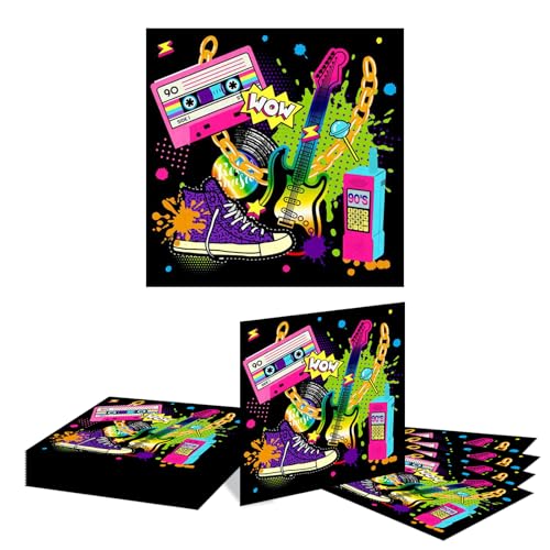 Kotkiddy 20 Stück Hip Hop Party Einweg Papier Servietten 90er Jahre Musik Party Thema Hip Hop Abendessen Papier Servietten Hip Hop Musik Themen Party Artikeln von Kotkiddy