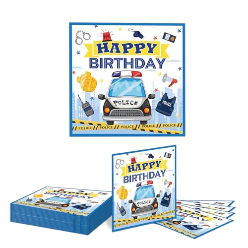 Kotkiddy 20 Stück Polizeiauto Happy Birthday Servietten, Polizei Party Zubehör Dekorationen, Polizeiauto Thema Geburtstags Papier Servietten Set Kotkiddy 20 Stück Polizeiauto Happy Birthday Servietten, Polizei Party Zubehör Dekorationen, Polizeiauto Thema Geburtstags Papier Servietten Set von Kotkiddy
