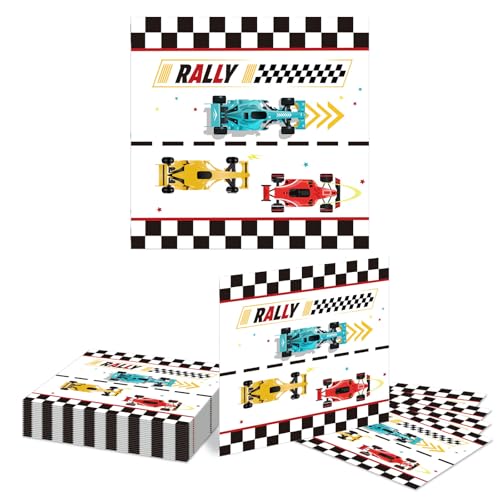 Kotkiddy 20 Stück Rennwagen-Geburtstagsparty-Dekorationen Bunte Rennwagen-Karosserie-Servietten 2-lag Papier Einweg Rennwagen-Muster-Servietten von Kotkiddy