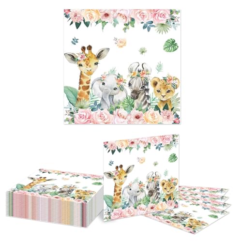 Kotkiddy 20 Stück Wildtiere Servietten - Safari Baby Dusche Dekorationen - Einmalige Servietten für Mädchen Geburtstag Dschungel Safari Themen Feste Kotkiddy 20 Stück Wildtiere Servietten - Safari Baby Dusche Dekorationen - Einmalige Servietten für Mädchen Geburtstag Dschungel Safari Themen Feste von Kotkiddy