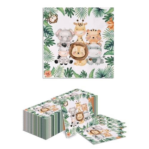 Kotkiddy 40 Stück Servietten Kindergeburtstag,Servietten Dschungel,Party Motiv Tiere,Blätter,Grün für Waldtiere Geburtstag und servietten Tiere 33x33cm Kotkiddy 40 Stück Servietten Kindergeburtstag,Servietten Dschungel,Party Motiv Tiere,Blätter,Grün für Waldtiere Geburtstag und servietten Tiere 33x33cm von Kotkiddy