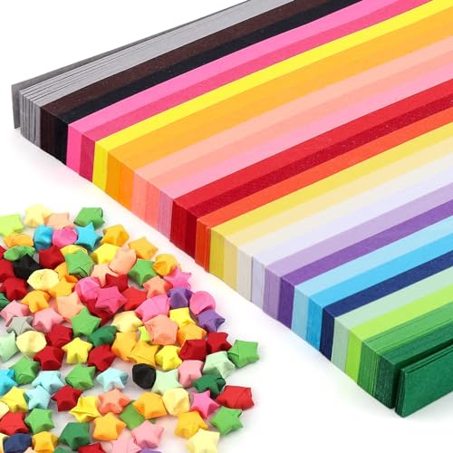 Kotkiddy 540 Streifen Origami Sterne Papierstreifen Package, Origami Papier Sterne, 27 Farben, geeignet für Bastelarbeiten in der Schule(Rainbow Colors) von Kotkiddy
