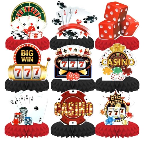 Kotkiddy 9 Stück Casino Motto Party Deko, Casino Tischdekoration Honigwaben Deko 3D Casino Motto Party Zubehör Jungen Kotkiddy 9 Stück Casino Motto Party Deko, Casino Tischdekoration Honigwaben Deko 3D Casino Motto Party Zubehör Jungen von Kotkiddy