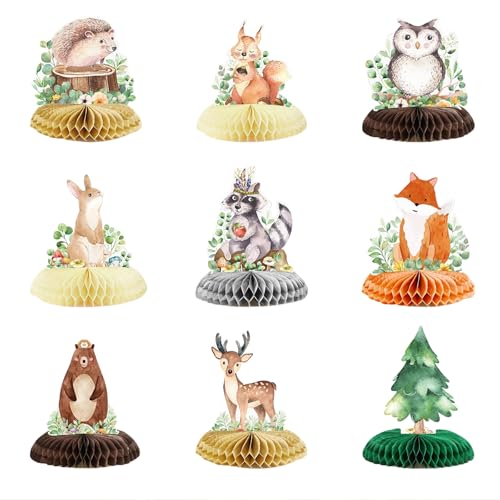 Kotkiddy 9 Stück Woodland Animals Honeycomb Centerpieces 3D Tischdekor Woodland Baby Shower Dekorationen für Mädchen Junge Grün Waldthema Baby Shower Erster Geburtstag Kotkiddy 9 Stück Woodland Animals Honeycomb Centerpieces 3D Tischdekor Woodland Baby Shower Dekorationen für Mädchen Junge Grün Waldthema Baby Shower Erster Geburtstag von Kotkiddy