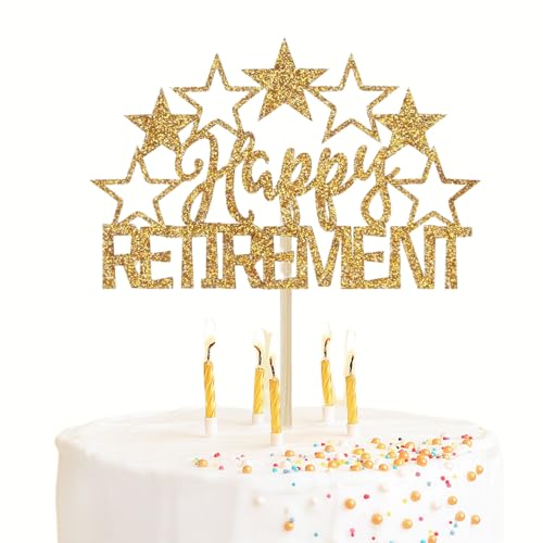 Kotkiddy Glückliche Rentner Kuchendekoration - Ich bin in Rente Kuchendekoration - Rentner Party Dekorationen Zubehör für Männer oder Frauen, Goldener Glitzer Kotkiddy Glückliche Rentner Kuchendekoration - Ich bin in Rente Kuchendekoration - Rentner Party Dekorationen Zubehör für Männer oder Frauen, Goldener Glitzer von Kotkiddy