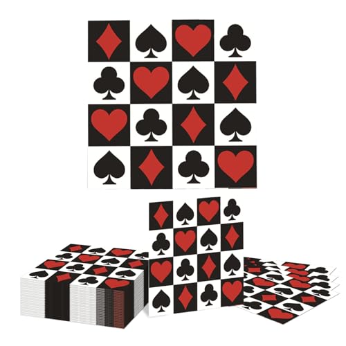 Kotkiddy Pack mit 40 Casino Cocktail Servietten, 33 x 33 cm Casino Poker Party Einmalige Servietten für Casino Spiel Themen Casino Geburtstags Party Dekoration von Kotkiddy