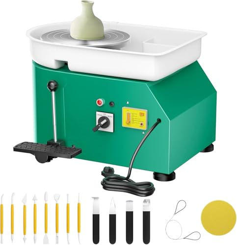 Kotsy Töpferscheibe Maschine 350W,Elektrische Töpferscheibe 25CM Plattenteller,Keramik Clay Maschine Professionelle mit Töpferwerkzeugen, für Erwachsene,DIY,Töpferanfänger,Töpferstudio (Grün) von Kotsy