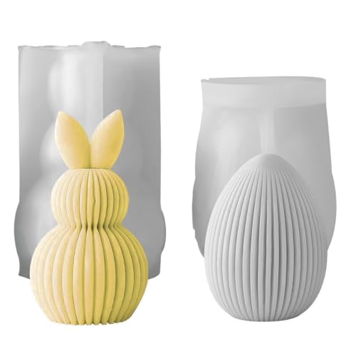 1/2 Stücke 2 Stile Silikonform Ostern, GießFormen Silikon, Silikonformen GießFormen Ostern, Kerzenformen Zum GießEn, Silikonforms Osterhase, Silikonform Osterei (A+B) von Kouamor