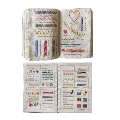 Nähbuch Stiche Buch Leinenstoff Stickerei Stich Nähbücher Stichbuch Stickerei Erhöhen Sie Ihre Nähfähigkeiten, Kreatives Miini Nähbuch, Schnittmuster für Anfänger DIY (A+B) von Kouamor
