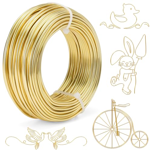 2mm Draht Zum Basteln 30m Aluminiumdraht Anodized Basteldraht Gold Schmuckdraht Wire Draht Sehr Weich, Biegsam und Vielseitig Verwendbar für die Herstellung von Kouclaa