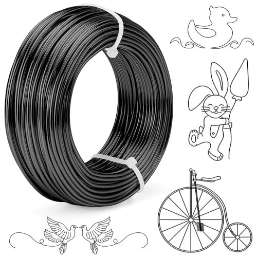 2mm Draht Zum Basteln 30m Aluminiumdraht Anodized Basteldraht Schwarz Schmuckdraht Wire Draht Sehr Weich, Biegsam und Vielseitig Verwendbar für die Herstellung von Kouclaa