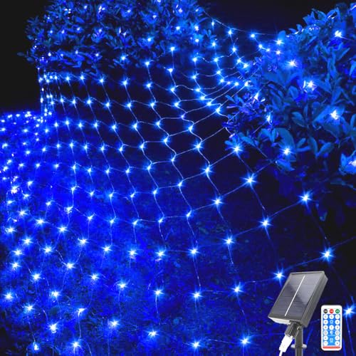 Kousee 192LEDs Solar Net Lights Outdoor, 6.6x9.8Ft Mesh Lichterkette, Wasserdichtes Netzlicht mit 8 Modi, Fernbedienung, Kupferdraht Netz Lichter für Weihnachtsbaum Rasen Zaun Büsche Mauer Blau Kousee 192LEDs Solar Net Lights Outdoor, 6.6x9.8Ft Mesh Lichterkette, Wasserdichtes Netzlicht mit 8 Modi, Fernbedienung, Kupferdraht Netz Lichter für Weihnachtsbaum Rasen Zaun Büsche Mauer Blau von Kousee